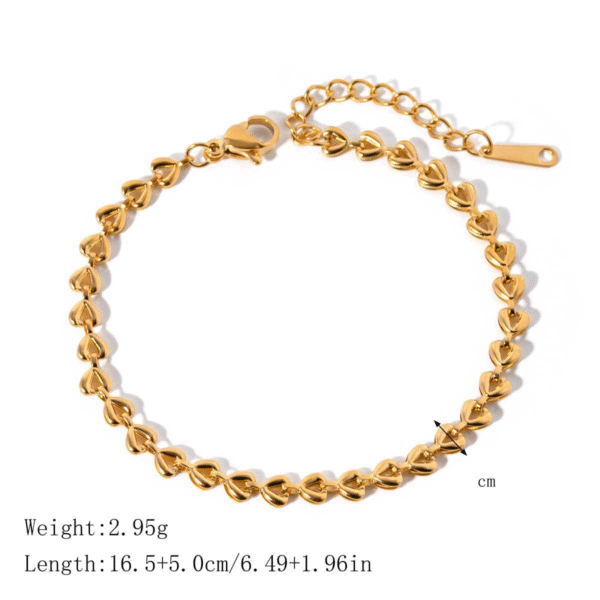 Gold Plated Heart Weave Chain Heart Charm Bracelet for Women