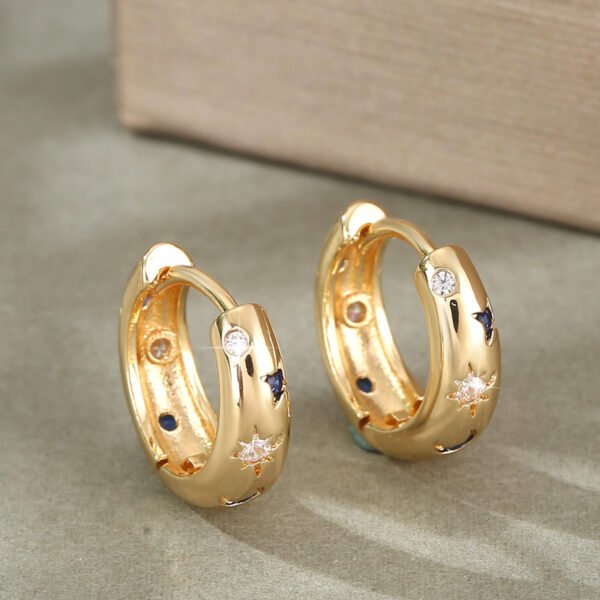 Gold Sparkling Star Huggie Earrings for Women