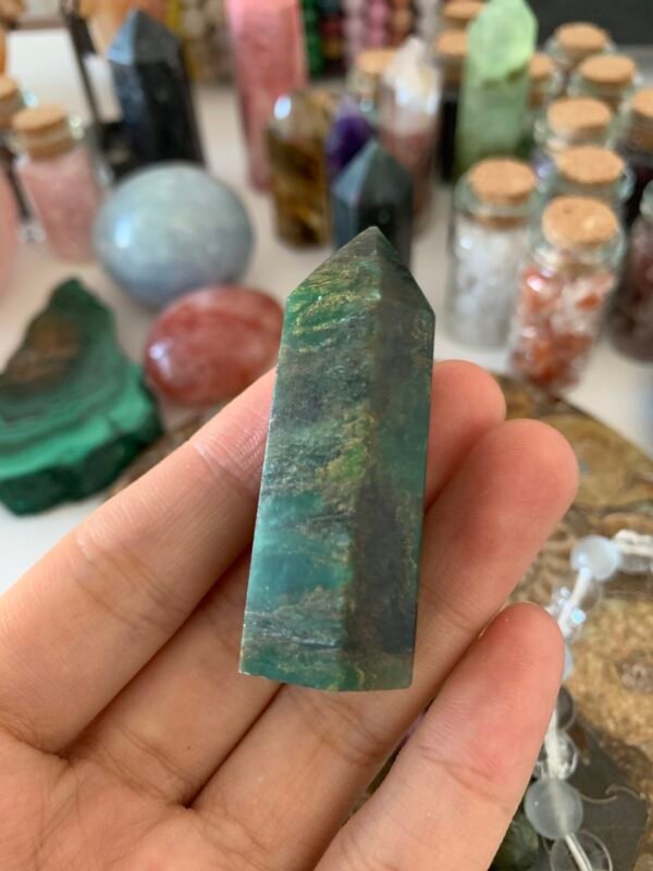 Moss Agate Crystal Tower