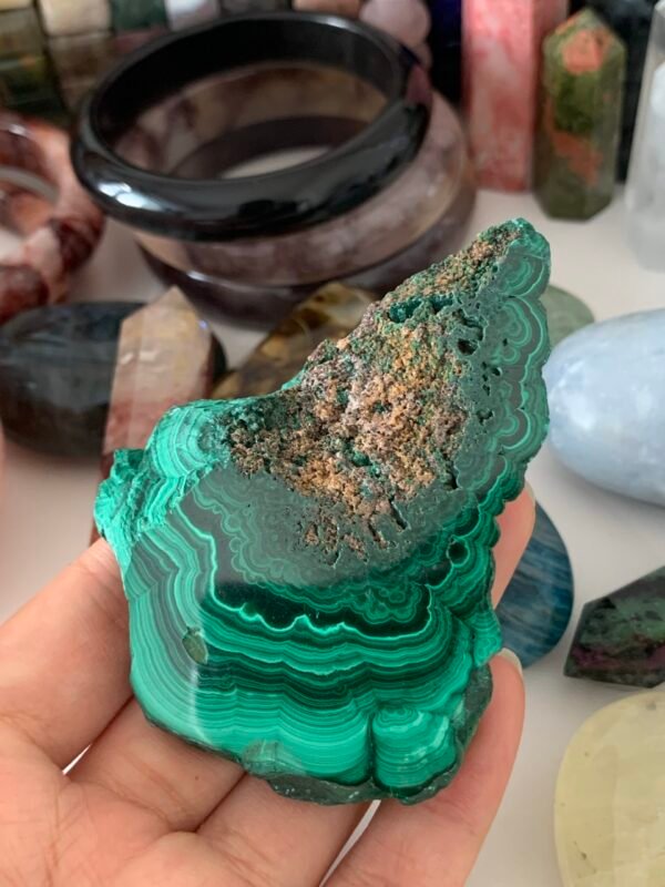 Natural malachite slice quartz