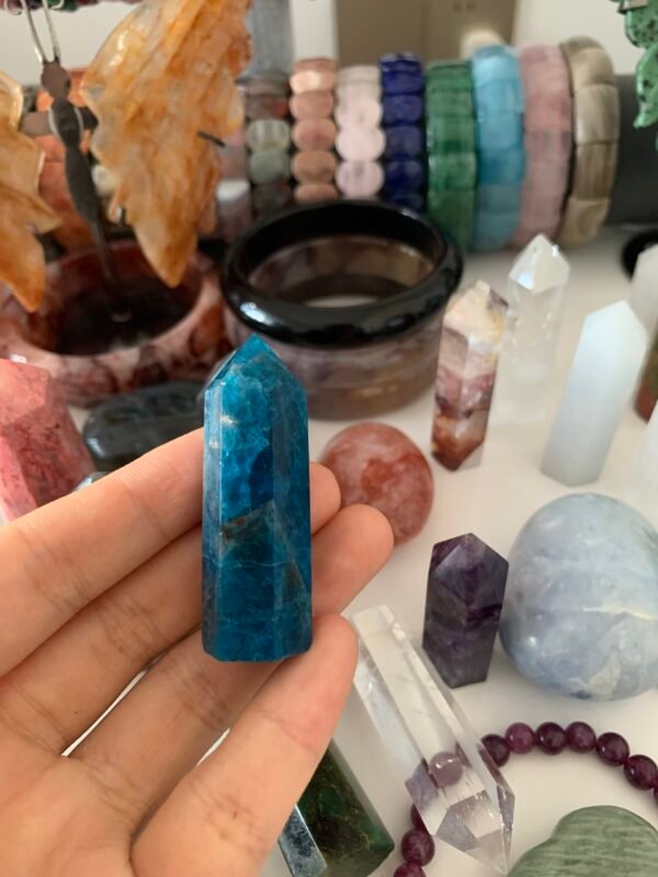 Natural Blue Apatite Point Towers