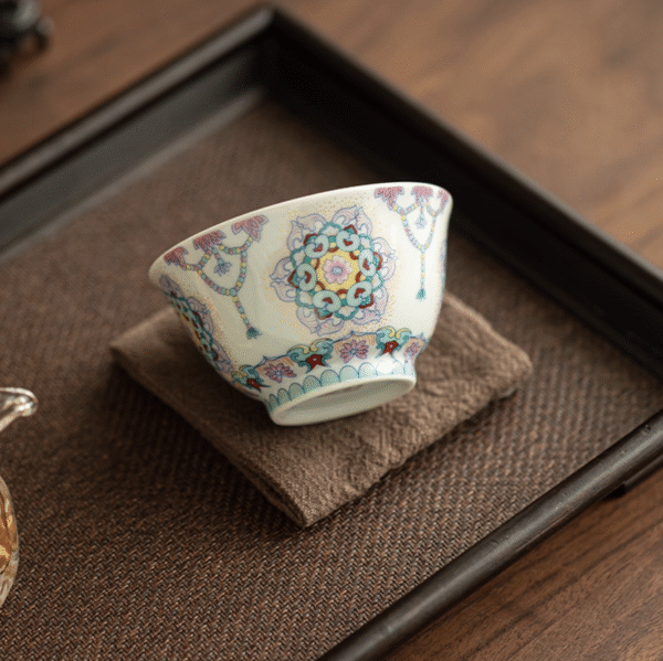 Enamel Blossom White Porcelain Tea Cup